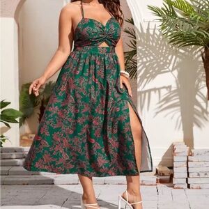 Floral Green and Red Women's Skirt